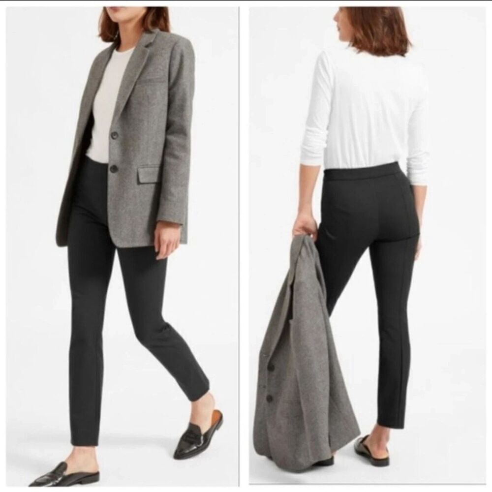 Everlane "The Side Zip Work" Black Cotton Twill Straigth Ankle Leg Pants size 8